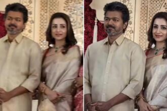 Hunterfly 026 03 06 114808 Vijay and Trisha attending a wedding reception in Chennai