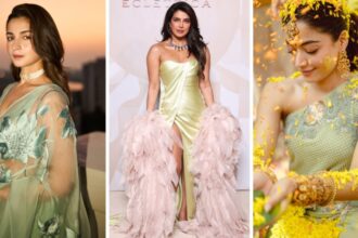 Celebrities wearing green outfits in Spring 2026 fashion trend