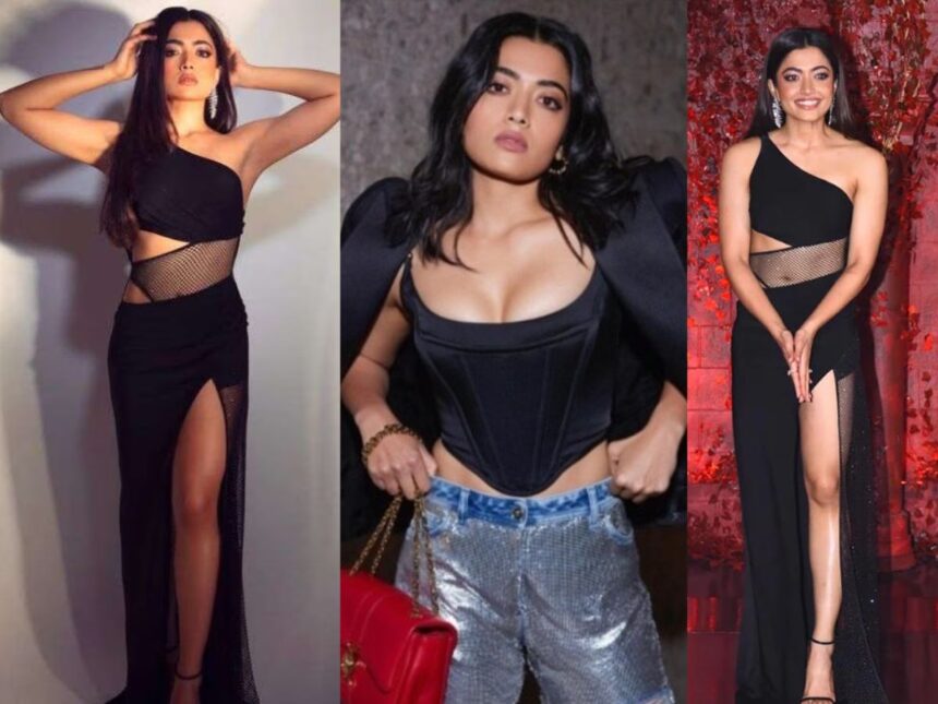 Rashmika Mandanna in black gown date night look