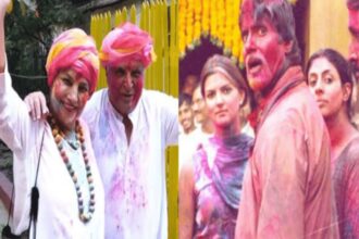 Raj Kapoor and Bollywood celebrities celebrating Holi at RK Studios