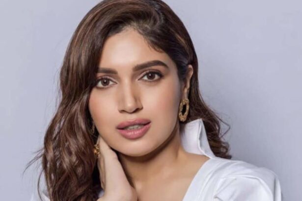 Bhumi Pednekar dressed in white with bangles and jhumkas during Holi celebration