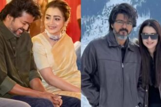 Trisha Krishnan and Thalapathy Vijay at a public event