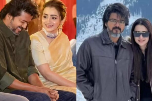 Trisha Krishnan and Thalapathy Vijay at a public event