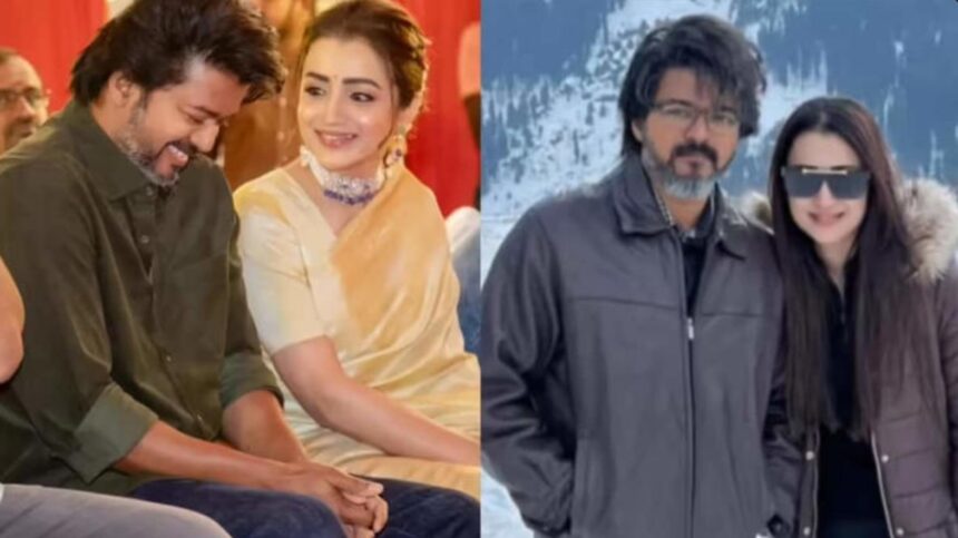Trisha Krishnan and Thalapathy Vijay at a public event