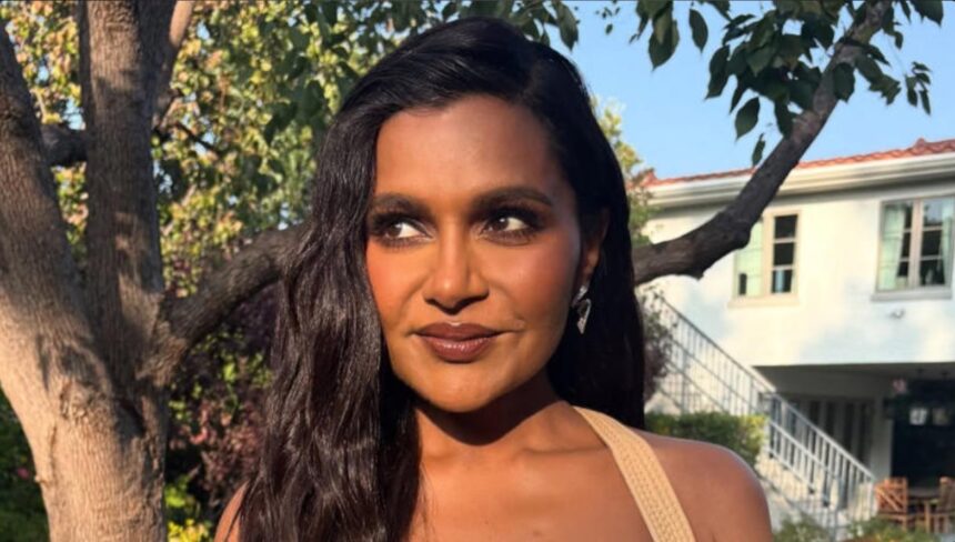 Hunterfly 04 12 193636 Mindy Kaling blue shimmering dress Fashion Trust US Awards