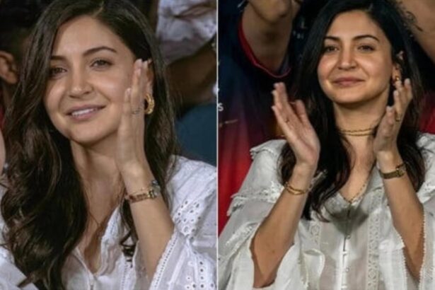 Anushka Sharma RCB Match Look White Top Cartier Watch