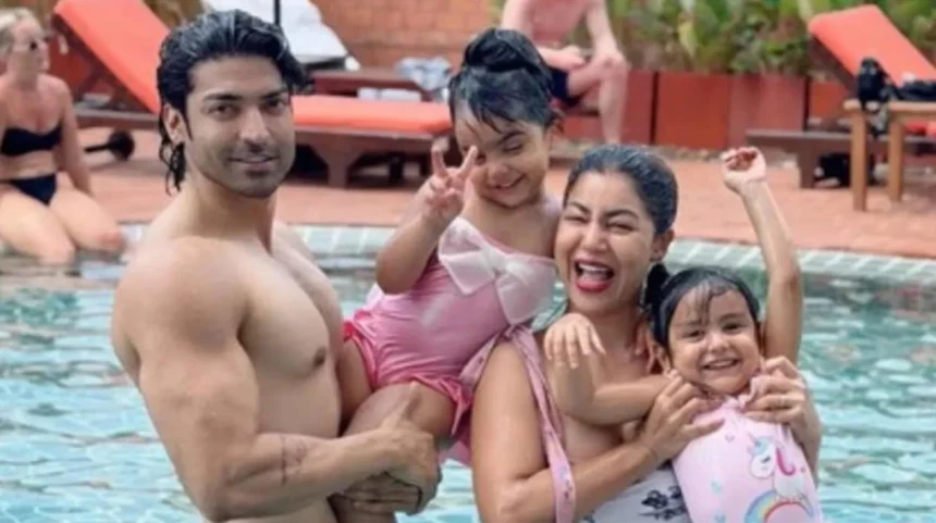 Hunterfly 26 04 28 102810 Gurmeet Choudhary Debina Bonnerjee family vacation Bangkok pool photo with daughters