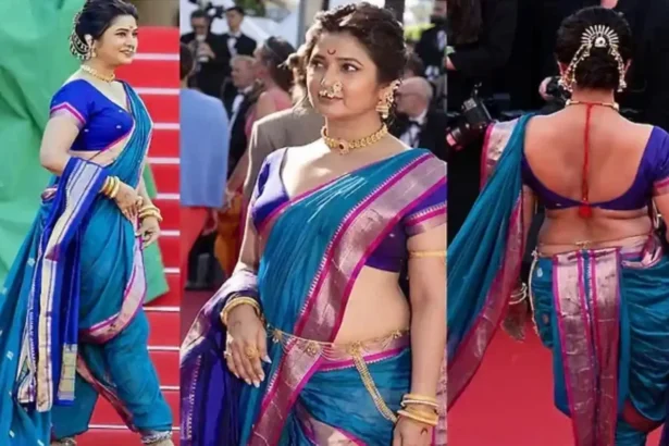 Hunterfly 026 05 21 124113 11zon Prajakta Mali wearing Nauvari saree at Cannes Film Festival
