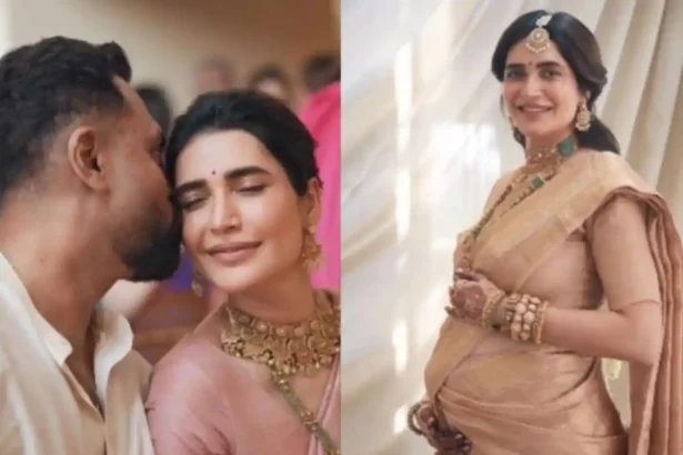 Karishma Tanna and Varun Bangera during baby shower ceremony