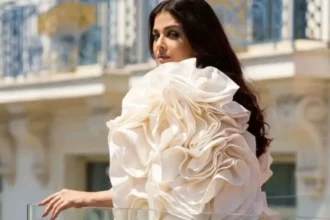 Aishwarya Rai Bachchan in dramatic floral outfit at Cannes 2026