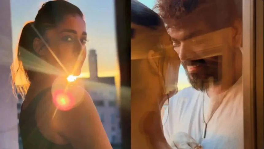Nayanthara and Vignesh Shivan sharing romantic moments during a vacation