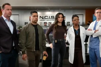 Jessica Knight NCIS character portrayed by Katrina Law in action scene from NCIS series