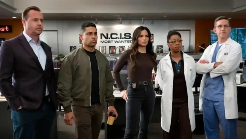 Jessica Knight NCIS character portrayed by Katrina Law in action scene from NCIS series