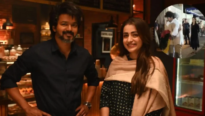 Thalapathy Vijay and Trisha Krishnan visiting Ajith Kumar Chennai home after his mother’s death