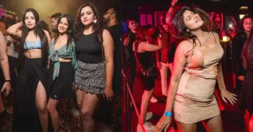 Women enjoying nightlife at a stylish Delhi lounge bar