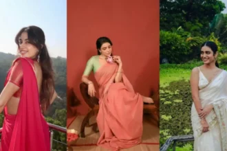 Woman styling lightweight saree during summer season
