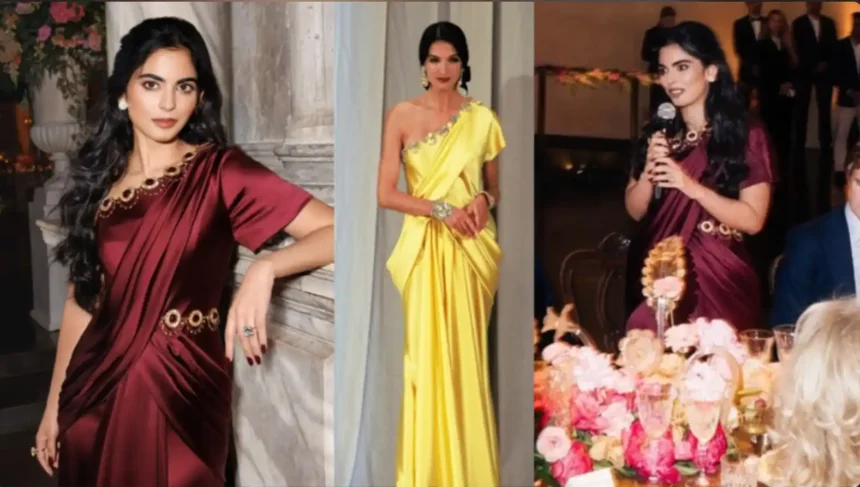 Isha Ambani wearing Chanel Haute Couture saree gown at Venice Biennale