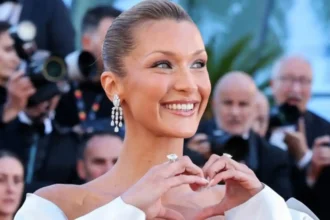 Hunterfly 2026 05 18 163319 11zon Bella Hadid wearing a silver Prada gown and diamond jewellery at Cannes Film Festival 2026.