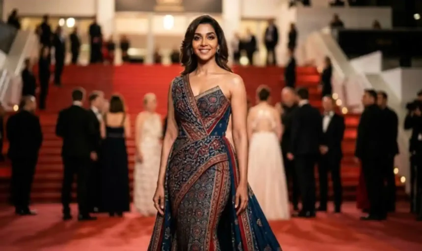 Hunterfly 2026 05 26 210736 11zon Anupria Goenka wearing Sejal Kamdar’s Ajrakh-inspired outfit at Cannes 2026