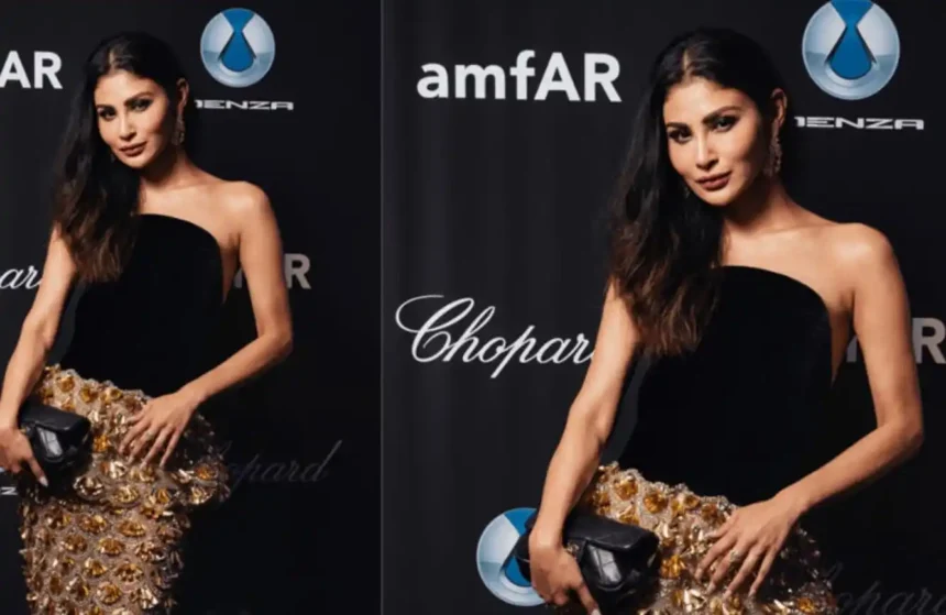 Hunterfly 2026 05 26 211128 11zon Mouni Roy wearing a black-and-gold couture gown at Cannes 2026