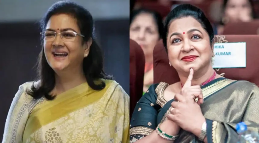 Urvashi and Radikaa Sarathkumar at Parimala and Co promotional event
