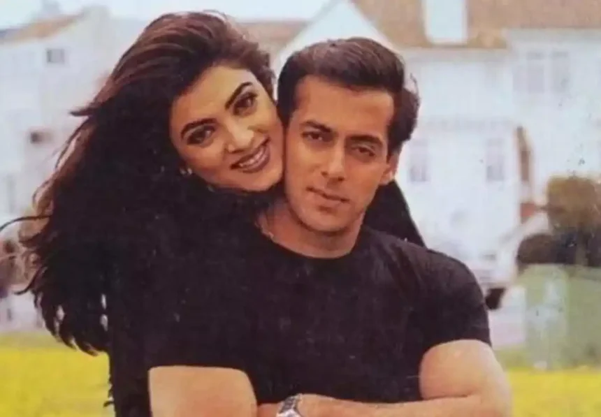 Salman Khan and Sushmita Sen sharing screen space during the filming period of Biwi No. 1