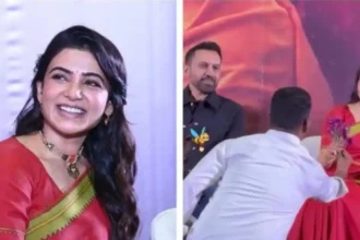 Samantha Ruth Prabhu interacting with a fan during the Maa Inti Bangaaram event