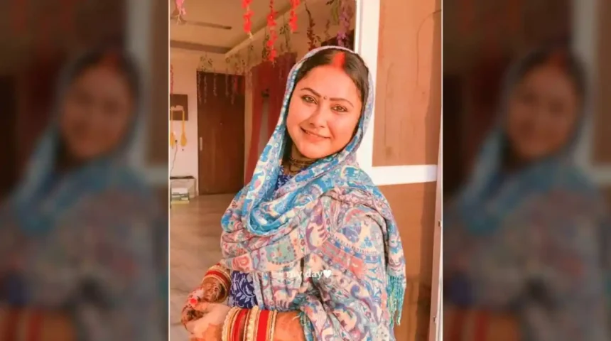 Former Bhojpuri actress Priyanka Pandit during her spiritual journey in Vrindavan.