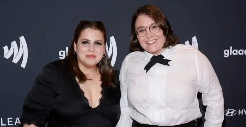 Beanie Feldstein and Bonnie-Chance Roberts during pregnancy announcement photoshoot