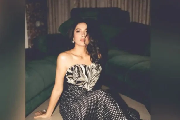Subhashree Ganguly wearing an elegant black and white monochrome outfit