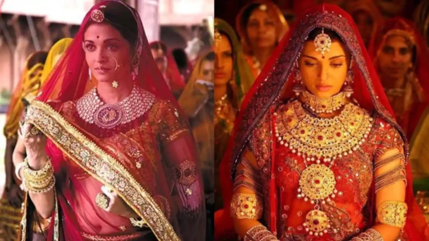 Aishwarya Rai as Jodhaa Bai wearing iconic bridal lehenga designed by Neeta Lulla in Jodhaa Akbar