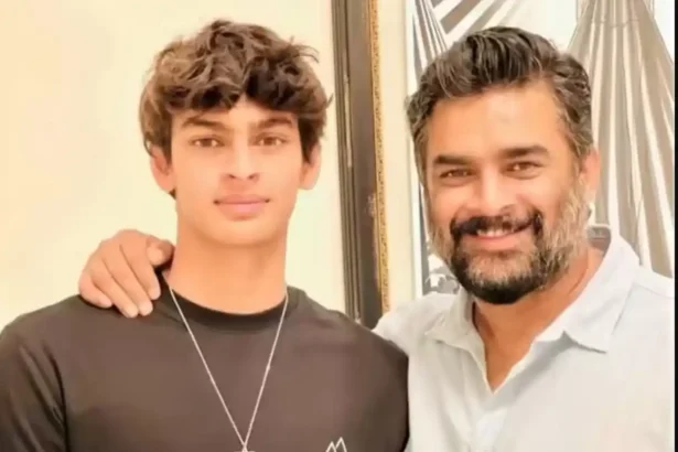 Hunterfly 026 06 13 111653 11zon R Madhavan with son Vedaant Madhavan discussing family support and swimming achievements
