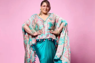 Hunterfly 026 06 15 141235 11zon Geeta Kapur wearing a vibrant festive outfit showcasing elegant statement dressing and modern ethnic fashion.
