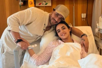 Jasmin Bhasin in hospital bed in Dubai with Aly Goni sharing emotional moment