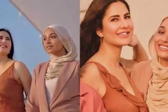 Digital creator Sarah Khan during a campaign shoot associated with Katrina Kaif's beauty brand