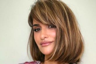 Penélope Cruz showcasing her new boyfriend bob haircut during a recent appearance