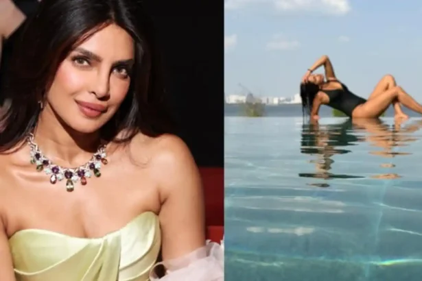 Priyanka Chopra relaxing by a pool during a break from Varanasi movie shoot