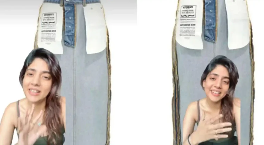 Hunterfly 2026 06 10 171747 11zon Vetements inside out denim skirt ₹1.85 lakh viral influencer reaction Yashasvi Acharya
