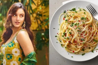 Hunterfly 2026 06 17 182824 Triptii Dimri's homemade aglio e olio pasta with garlic, mushrooms, and basil