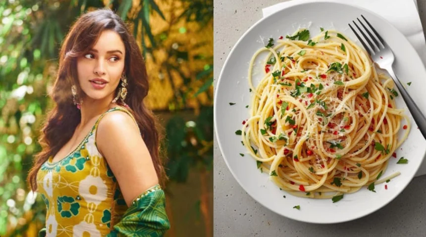 Hunterfly 2026 06 17 182824 Triptii Dimri's homemade aglio e olio pasta with garlic, mushrooms, and basil