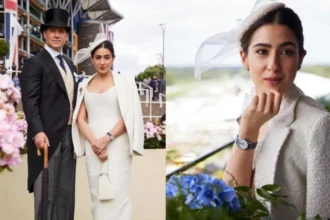Sara Ali Khan and Henry Cavill posing together for a Longines luxury watch campaign