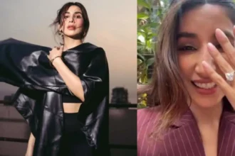 Parul Gulati wearing a solitaire ring in a social media post