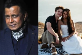 Dishani Chakraborty and Myles Mantzaris celebrating their engagement in California