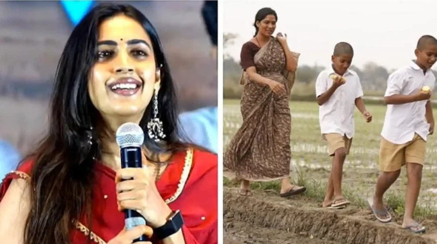 Hunterfly 26 06 16 160321 11zon Niharika Konidela speaking at the pre-release event of Vanda Devullu alongside the film's cast and crew