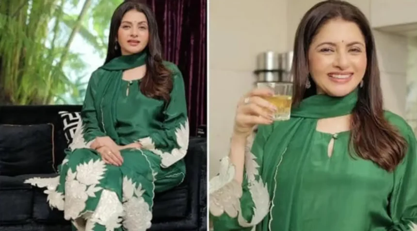 Bhagyashree sharing wellness tips about mulethi herbal drink recipe for PCOS natural symptom management