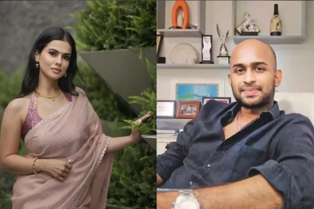 Sharmiela Mandre and Tamil producer Sudhan Sundaram ahead of their engagement ceremony