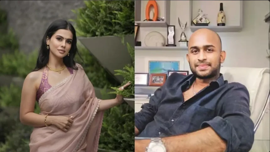 Sharmiela Mandre and Tamil producer Sudhan Sundaram ahead of their engagement ceremony