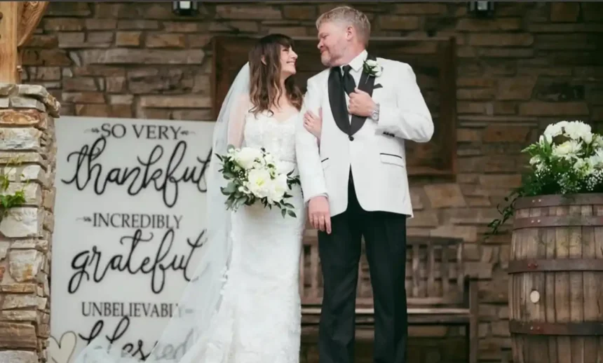 Heather McComb and Scott Michael Campbell celebrating their wedding ceremony