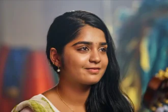 Gouri G. Kishan posing during a film promotional event in 2026