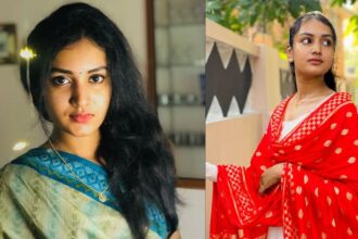Nathasha Santhosh posing in traditional Kerala-inspired attire representing fashion and lifestyle content creator